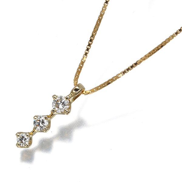 タサキ ネックレス  ダイヤ 0.19ct  3P K18YG 