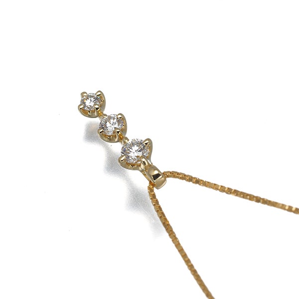 タサキ ネックレス  ダイヤ 0.19ct  3P K18YG 