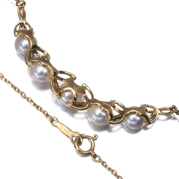 ミキモト ネックレス  アコヤ真珠 5.5-6.2mm  リーフ K18YG 