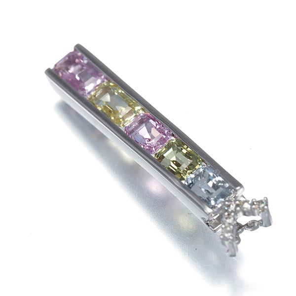  サファイア 1.60ct ダイヤ 0.03ct マルチカラー  ペンダントトップ K18WG 