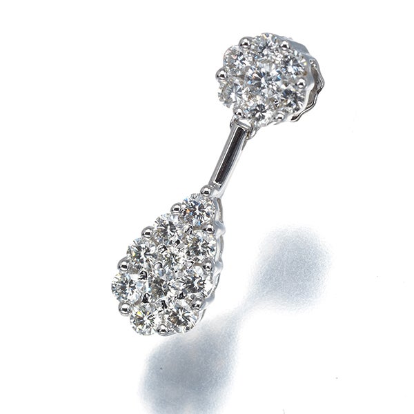  ダイヤ 0.50ct パヴェ ティアドロップ 揺れる  ペンダントトップ K18WG 