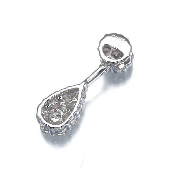  ダイヤ 0.50ct パヴェ ティアドロップ 揺れる  ペンダントトップ K18WG 