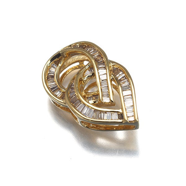  ブラウンダイヤ 0.32ct テーパーバゲットカット  ペンダントトップ K18YG 