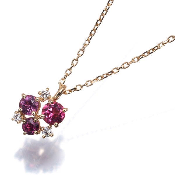 タサキ ネックレス  ピンクトルマリン ガーネット ダイヤ 0.04ct   K18PG 