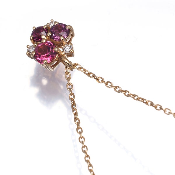 タサキ ネックレス  ピンクトルマリン ガーネット ダイヤ 0.04ct   K18PG 