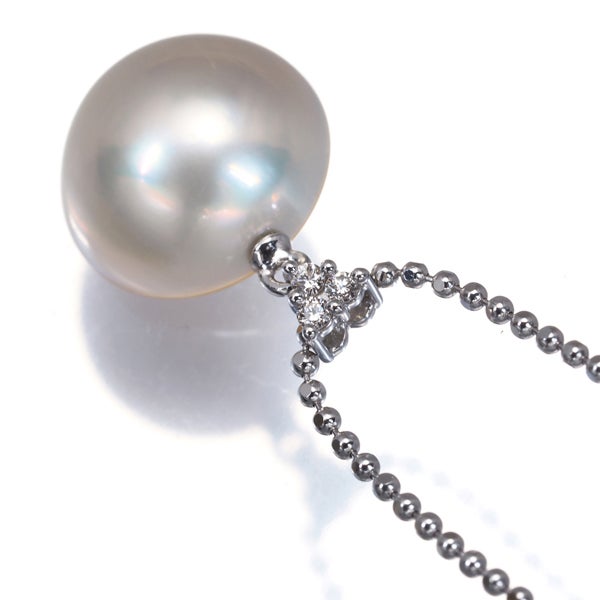 タサキ ネックレス  マベ真珠 12.4mm ダイヤ 0.03ct   K18WG 