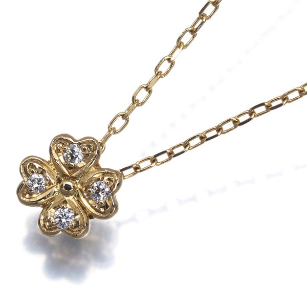 ミキモト ネックレス  ダイヤ 0.07ct  クローバー K18YG 