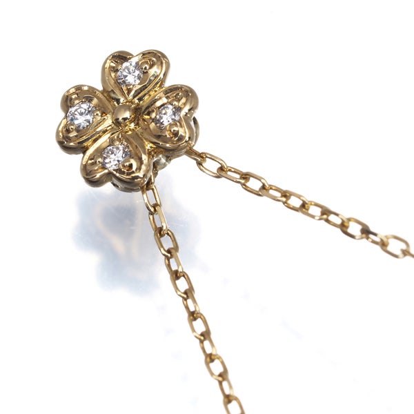 ミキモト ネックレス  ダイヤ 0.07ct  クローバー K18YG 
