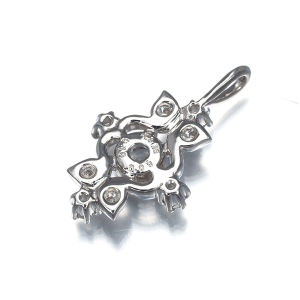 ローズカット ダイヤ 0.10ct/0.09ct ミルグレイン  ペンダントトップ K18WG 