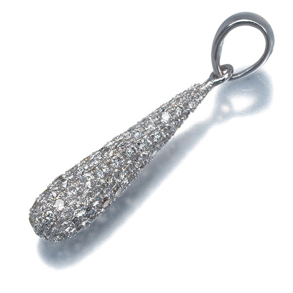  ダイヤ 0.543ct パヴェ ティアドロップ  ペンダントトップ K18WG 