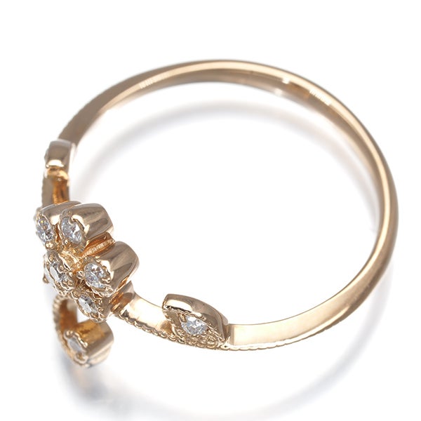  ダイヤ 0.12ct フラワー ミルグレイン  リング K18PG 