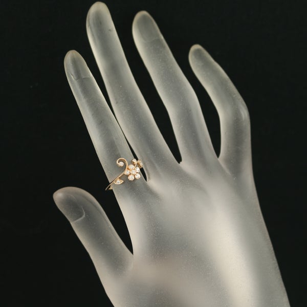  ダイヤ 0.12ct フラワー ミルグレイン  リング K18PG 
