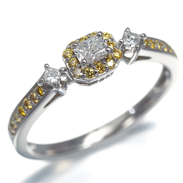 GSTV リング イエロー&クリア ダイヤ 0.16ct/0.14ct   14号 Pt950 ソーティング