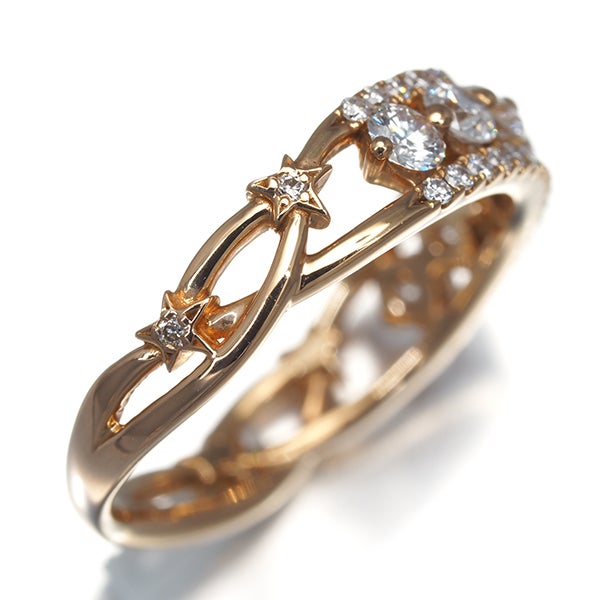 スタージュエリー リング  ダイヤ 0.55ct  スター 透かし 8号 K18PG 