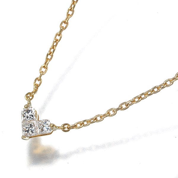 スタージュエリー ネックレス  ダイヤ 0.10ct ミステリアスハート  K18YG 