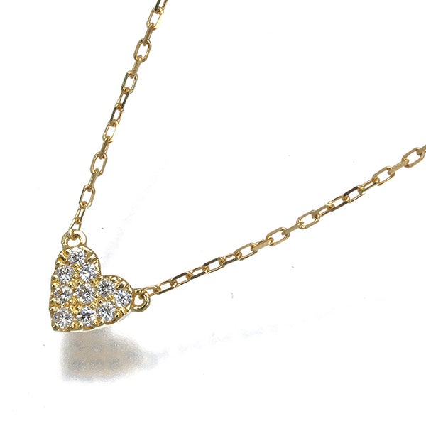 アーカー ネックレス  ダイヤ 0.05ct ハートパヴェ  K18YG 