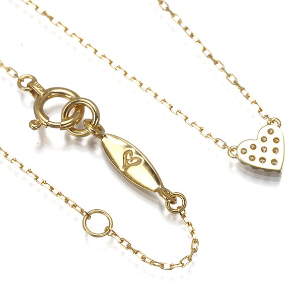 アーカー ネックレス  ダイヤ 0.05ct ハートパヴェ  K18YG 