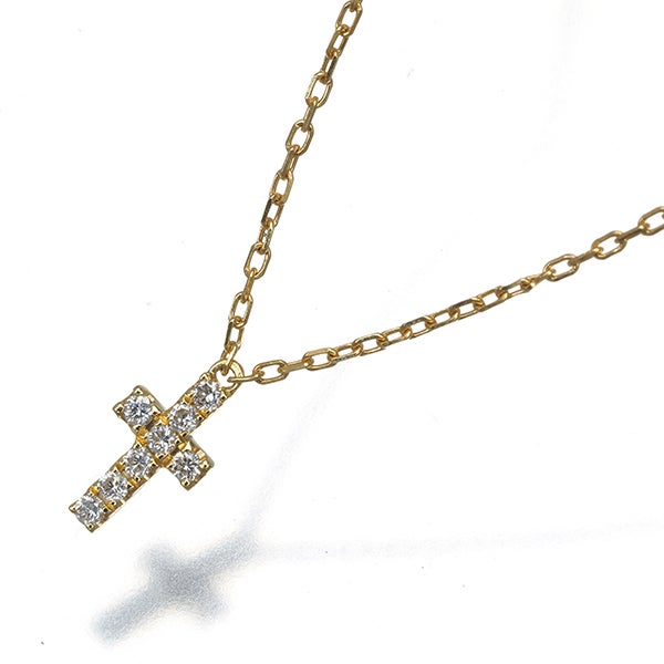アーカー ネックレス  ダイヤ 0.05ct クロスパヴェ  K18YG 