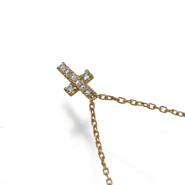 アーカー ネックレス  ダイヤ 0.05ct クロスパヴェ  K18YG 