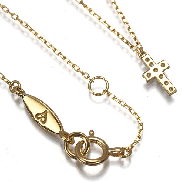 アーカー ネックレス  ダイヤ 0.05ct クロスパヴェ  K18YG 