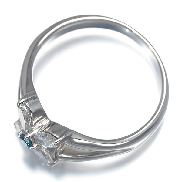 ブルー&クリア ダイヤ 0.45ct フラワー  リング Pt900 