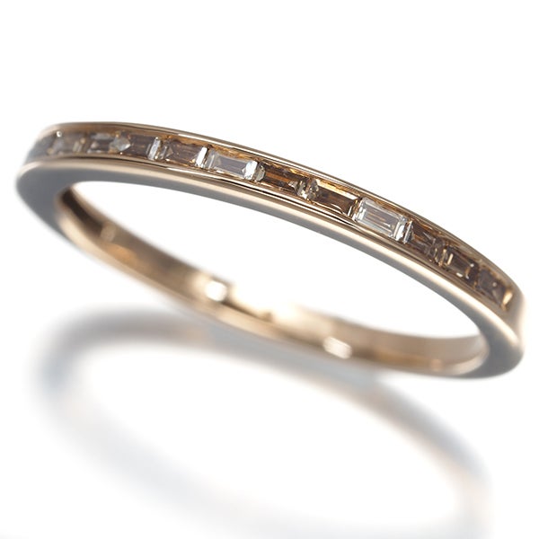  ブラウンダイヤ 0.14ct ハーフエタニティ  リング K18PG 
