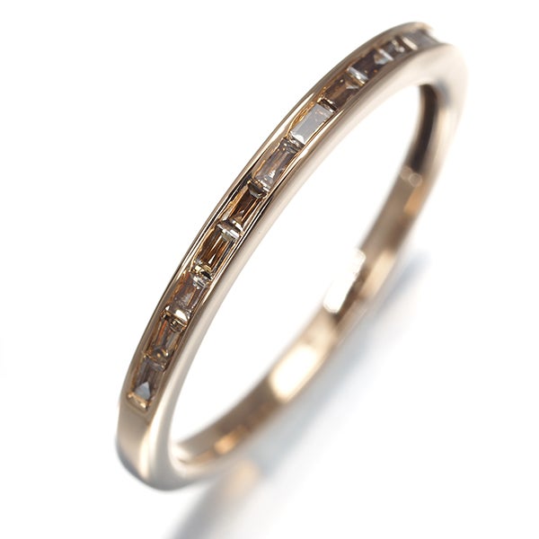  ブラウンダイヤ 0.14ct ハーフエタニティ  リング K18PG 
