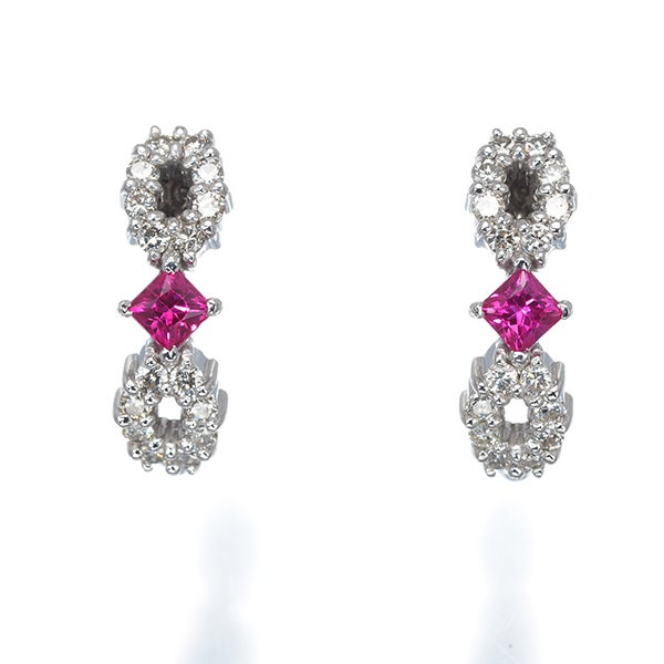 ルビー 0.20ct/0.20ct ダイヤ ピアス K18WG ソーティング