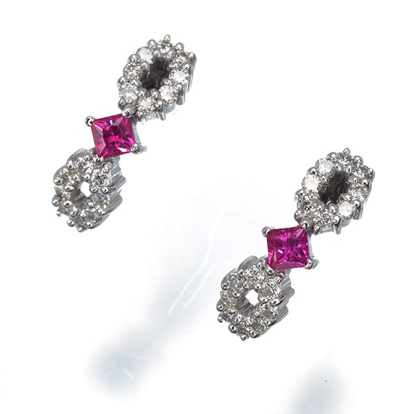 ルビー 0.20ct/0.20ct ダイヤ ピアス K18WG ソーティング