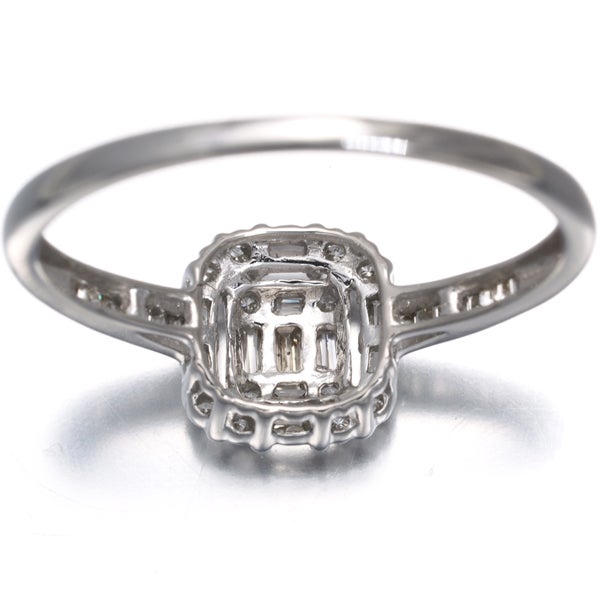  ダイヤ 0.30ct テーパーカット 2種カット  リング K18WG 