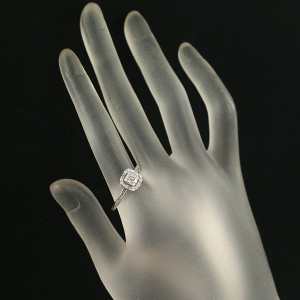  ダイヤ 0.30ct テーパーカット 2種カット  リング K18WG 