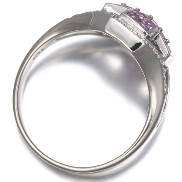  ピンクサファイア 0.95ct  ダイヤ 0.10ct クロス  リング K18WG 