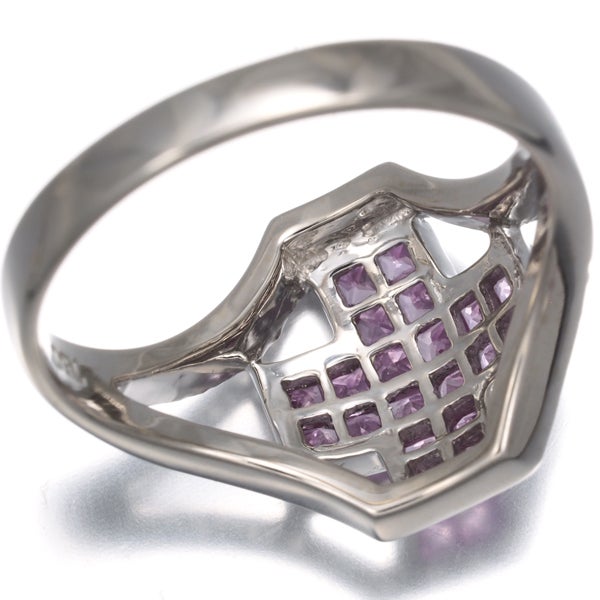  ピンクサファイア 0.95ct  ダイヤ 0.10ct クロス  リング K18WG 