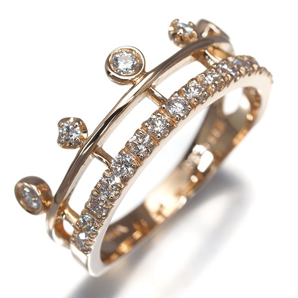 ヴァンドーム リング  ダイヤ 0.39ct  ティアラ 11号 K18PG 