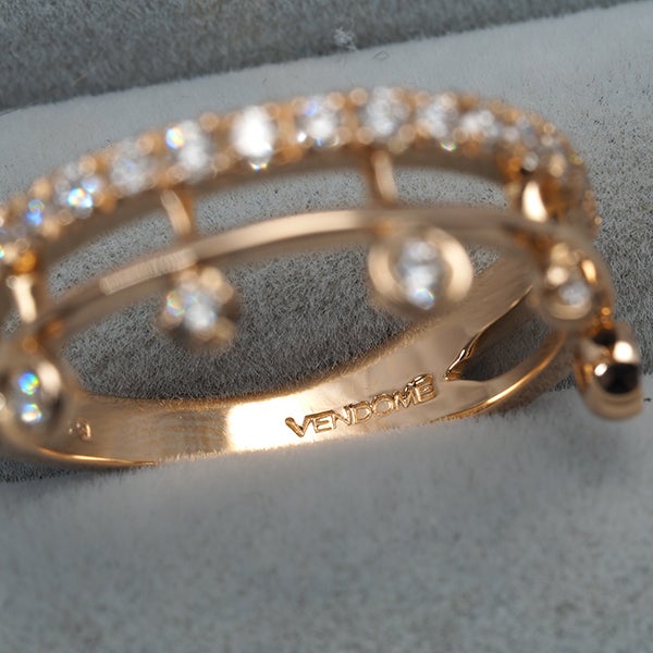 ヴァンドーム リング  ダイヤ 0.39ct  ティアラ 11号 K18PG 