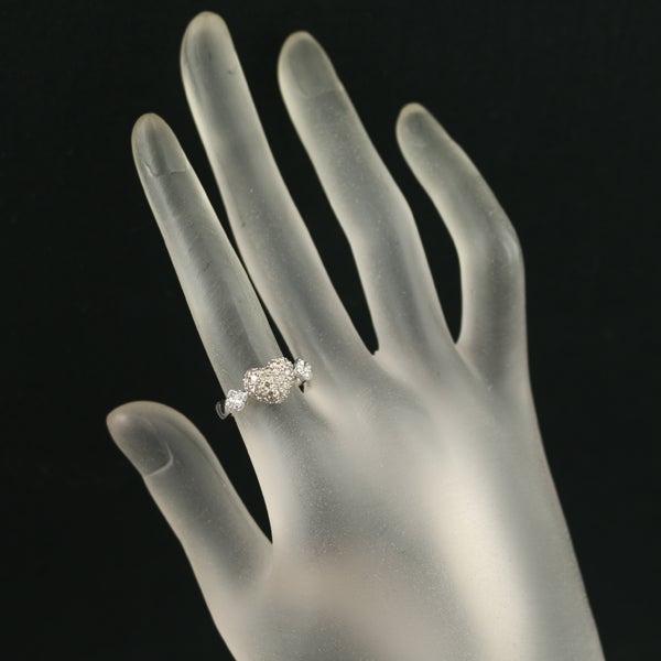 笠原真寿美 リング ブラウン&クリア ダイヤ 0.70ct/0.05ct  パヴェ ハート 11号 K18WG 
