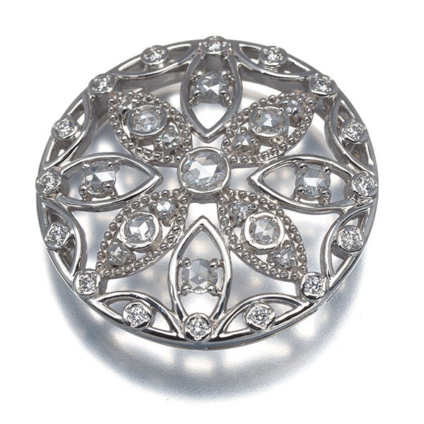 モニッケンダム ペンダントトップ  ダイヤ 0.63ct  ローズカット サークル 透かし Pt900 
