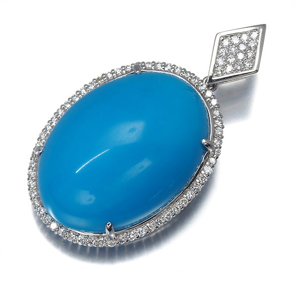  ターコイズ 37.80ct  ダイヤ 0.64ct   ペンダントトップ Pt900 ソーティング