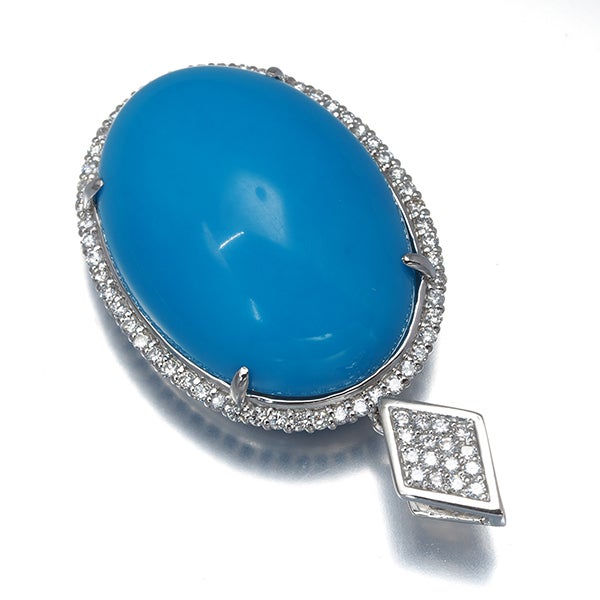  ターコイズ 37.80ct  ダイヤ 0.64ct   ペンダントトップ Pt900 ソーティング