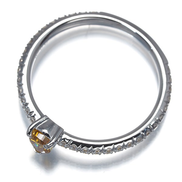オレンジイエロー&クリア ダイヤ 0.26ct/0.26ct ペアシェイプ  リング K18WG ソーティング