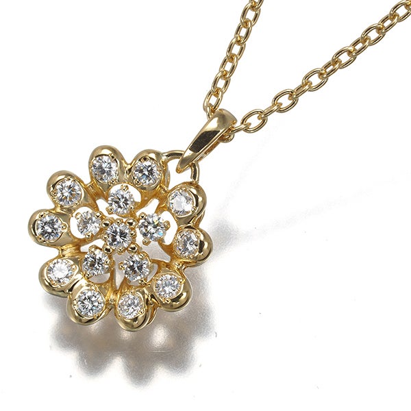 ディオール ネックレス  ダイヤ 0.28ct  フラワー K18YG 