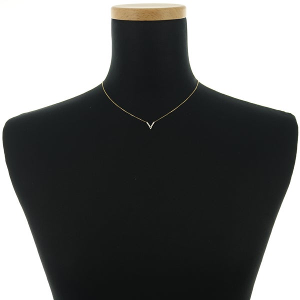 アーカー ネックレス  ダイヤ 0.12ct Vチェーン  K18YG 