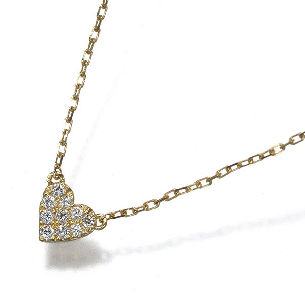 アーカー ネックレス  ダイヤ 0.05ct ハートパヴェ  K18YG 
