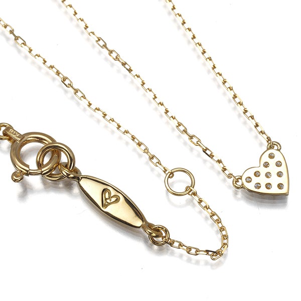 アーカー ネックレス  ダイヤ 0.05ct ハートパヴェ  K18YG 