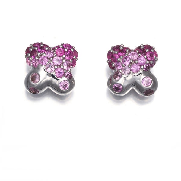  ピンクサファイア 0.27ct／0.27ct パヴェ グラデーション  ピアス K18WG 