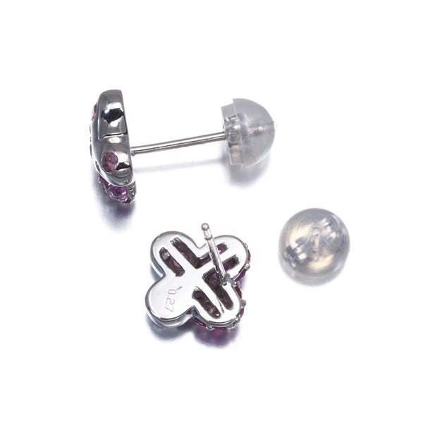  ピンクサファイア 0.27ct／0.27ct パヴェ グラデーション  ピアス K18WG 
