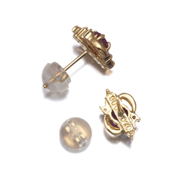  ピンクサファイア 0.38ct  ダイヤ 0.12ct ピアス K18YG/K14YG 