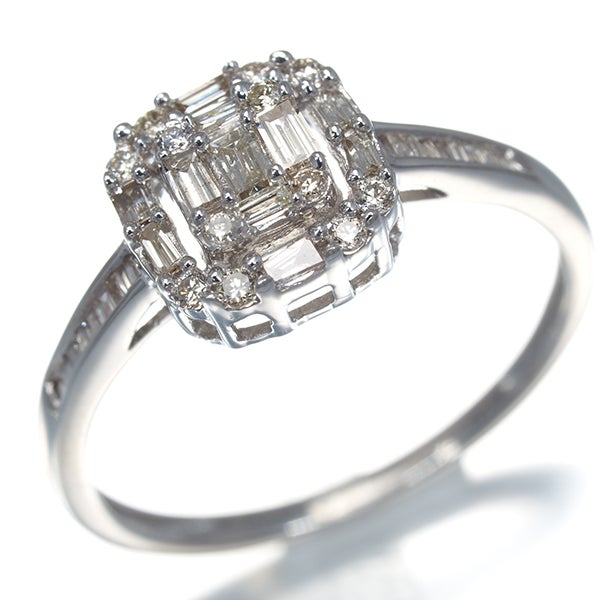  ダイヤ 0.30ct 2種カット クラシック  リング K18WG 