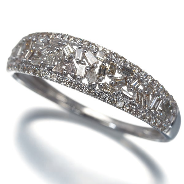  ダイヤ 0.45ct 2種カット  リング K18WG 