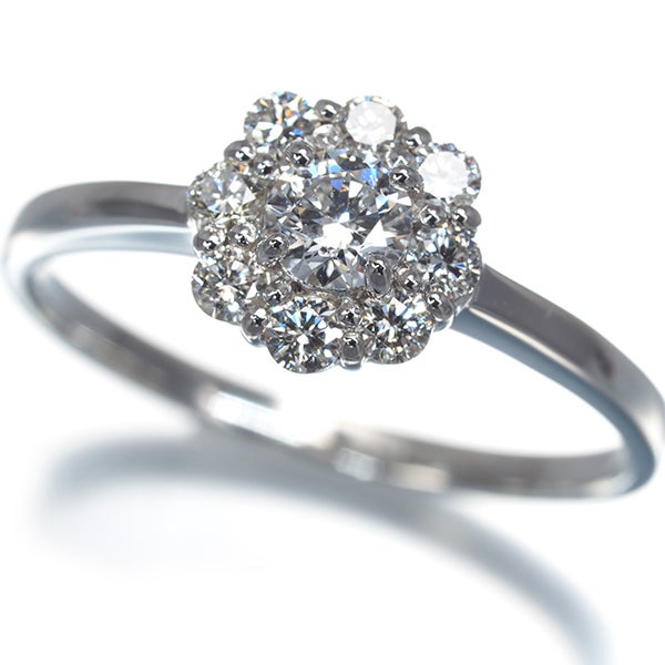  ダイヤ 0.212ct/0.27ct フラワー  リング Pt900 